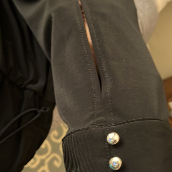 White House Black Market Black Split-Sleeve Jersey Knit Dress L - Picture 4 of 7